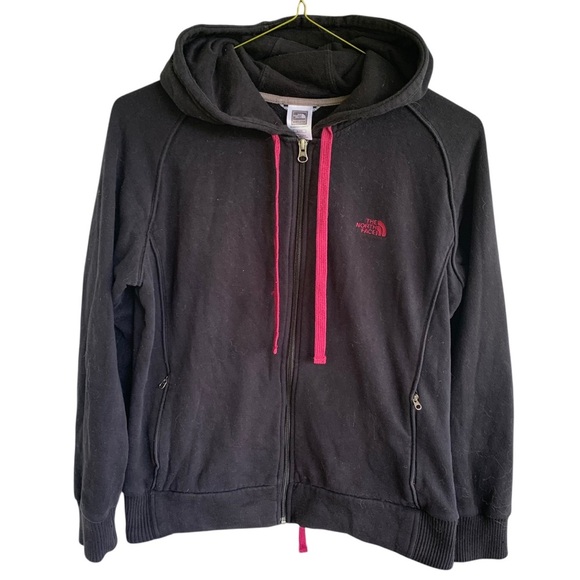 The North Face Black Pink Hoodie Sweatshirt Jacket Women’s XL Full Zip - Picture 1 of 4